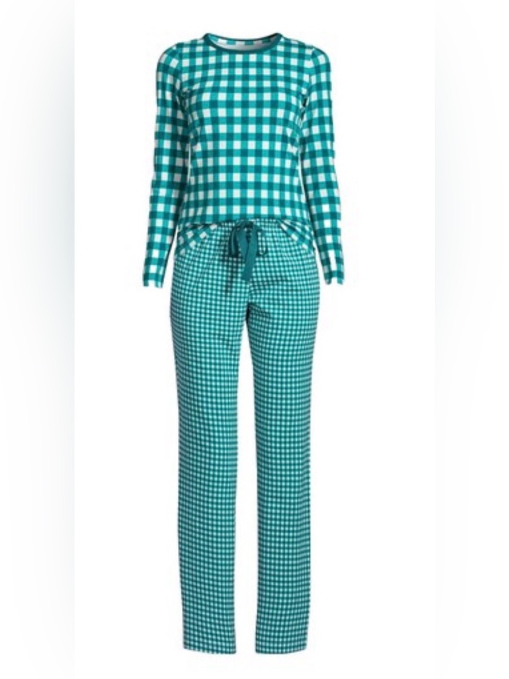 Draper James x Land End Collab Teal and White Gingham Pajama Set